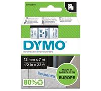 DYMO Authentic D1 Labels | Blue Print on White Tape | 12 mm x 7 m | Self-Adhesive Labels for LabelManager Label Makers | Made in Europe