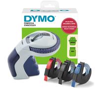 Dymo Embossing Label Maker with 3 Label Tapes | Omega Label Maker Starter Kit | SmallErgonomic Design with Turn Click Wheel | For HomeDIY & Crafting