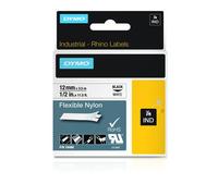 DYMO IND Flexible Nylon - 12mm x 35m BW. Label colour: Black on white Product colour: Black Material: Nylon. Tape width: 1.2 cm Tape length: 3.5 m Package type: Box