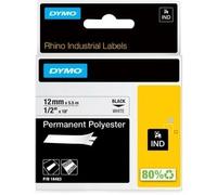 Original Dymo 18483 Black On White 12mm x 5.5m Industrial Permanent Polyester La
