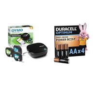 Dymo LetraTag 200B Bluetooth Label Maker Value Pack | Compact Label Printer | Connects Through Bluetooth Wireless Technology to iOS and Android + Duracell Optimum pack of 4 AA