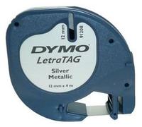 DYMO LetraTag Authentic Metallic Labels | 12mm x 4m | Black on Silver | Self Adhesive Labels for DYMO LetraTag Label Maker