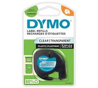 Dymo Letratag Clear Plastic Tape 12mmx4m - Black/Transparent S0721530