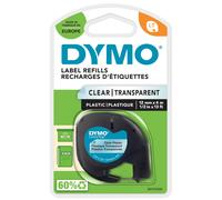 Dymo Letratag Clear Plastic Tape 12mmx4m - Black/Transparent S0721530