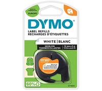 DYMO LetraTag Iron-On Fabric Labels | Authentic | 12 mm x 2 m Roll | Black Print on White | Iron-On Clothing Labels Ideal for Uniforms/Children's Clothing | for LetraTag Printers