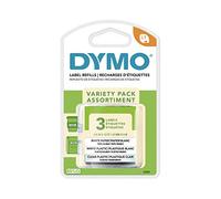 DYMO LetraTag Labeling Tape for LetraTag Label Makers, Black Print on White Paper, White Plastic and Clear Plastic Tapes, 1/2'' W x 13' L, 3 Rolls (12331)