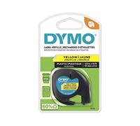 DYMO LetraTag Labeling Tape for LetraTag Label Makers, Black Print on Yellow Tape, 1/2'' W x 13' L, 1 roll (91332)