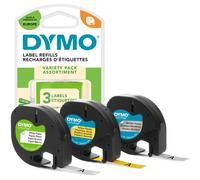 DYMO LetraTag Labels Starter Pack with PaperPlastic and Metallic Labels | 12 mm x 4 m Rolls | 3 Rolls of Self-Adhesive Multipurpose Labels for