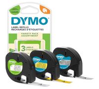 DYMO LetraTag Labels Starter Pack with PaperPlastic and Metallic Labels | 12 mm x 4 m Rolls | 3 Rolls of Self-Adhesive Multipurpose Labels for LetraTag Label Makers