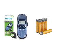 Dymo LetraTag LT-100H Handheld Label Maker | ABC Keyboard Label Printer with Easy-to-Use13 Character LCD Screen | for Home or Office | Blue + Amazon basics pack of 8 AAA
