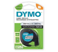 DYMO LetraTag Metallic Labels | Authentic | Black Print on Metallic Silver | 12mm x 4m | Self-Adhesive Multipurpose Labels for LetraTag Label Makers