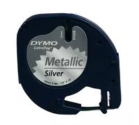 DYMO LetraTag Metallic Labels | Authentic | Black Print on Metallic Silver | 12mm x 4m | Self-Adhesive Multipurpose Labels for LetraTag Label Makers