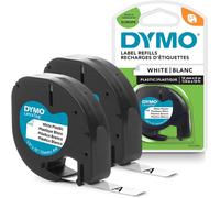 DYMO LetraTag Plastic Labels, Authentic, 12 mm x 4 m Roll, Black Print on White Labels, Self-Adhesive Multipurpose Labels for LetraTag Label Makers, 2 Count