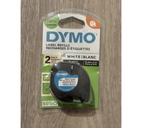 DYMO LetraTag Plastic Labels Authentic 12 mm x 4 m Pack of 2 Black on White