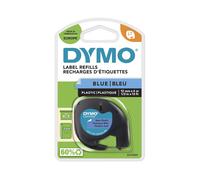 DYMO LetraTag Plastic Labels Authentic 12 mm x 4 m Roll Black Print on Blu
