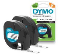 DYMO LetraTag Plastic Labels, Authentic, 12 mm x 4 m Roll, Black Print on White Labels, Self-Adhesive Multipurpose Labels for LetraTag Label Makers, 2