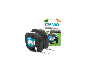 DYMO LetraTag Plastic Labels Authentic 12 mm x 4 m Roll Black Print on White Labels Self-Adhesive Multipurpose Labels for LetraTag Label Makers 2