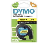 Dymo LT S0721620 / 91202 Authentic LetraTag Label Tape Self Adhesive Black Print on Yellow 12 mm x 4m
