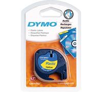 Dymo LetraTag Plastic Tape, 12 mm x 4 m Roll - Black on Yellow