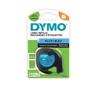 Dymo LT S0721650 / 91205 Authentic Label Tape Self Adhesive Black Print on Blue 12 mm x 4 m
