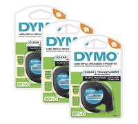 DYMO LT Labeling Tape for LetraTag Label Makers Black Print on clear Labels 12-Inch x 13-Foot Rolls 3 count