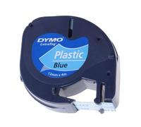Dymo LT S0721650 / 91205 Authentic Label Tape Self Adhesive Black Print on Blue 12 mm x 4 m