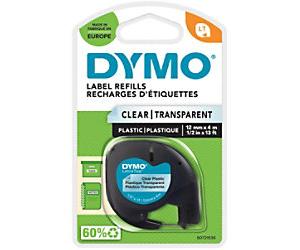 Dymo LT S0721530 Labelling Tape Black on Transparent 12 mm (W) x 4 m (L)