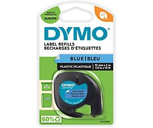 Dymo LT S0721650 / 91205 Authentic Label Tape Self Adhesive Black Print on Blue 12 mm x 4 m