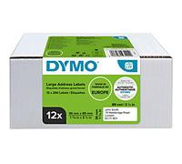 DYMO LW Address Label Authentic 99012 2093093 Adhesive Black on White 89 x 36 mm 12 Rolls of 260 Labels