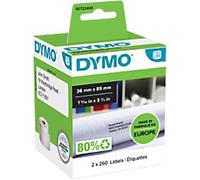 DYMO LW Address Labels 99012 Authentic Black on White Self Adhesive 36 mm x 89 mm 2 Rolls of 260 Labels