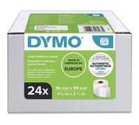 DYMO LW Large Address Labels, 36mm x 89mm, 24 Rolls of 130 Easy-Peel Labels (3120 Labels), Self-Adhesive, for LabelWriter Label Makers, Authentic