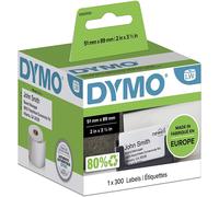 Dymo LW Name Badge Cards, Non Adhesive, 51mm x 89mm, Roll of 300, Black Print on White, for LabelWriter Label Makers, Authentic