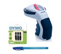 Dymo Omega Embossing Label Maker & DYMO Authentic Embossing Label Tape (S0847730) | 9 mm x 3 m Rolls | White Print on Black | 3 Count & PaperMate Pen