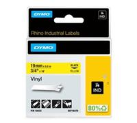 DYMO Rhino Vinyl Polyester Labels Industrial 19mm x 5.5m Black Print on Yellow
