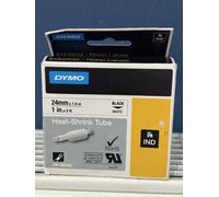 DYMO Rhino Heat Shrink Label Tubes Industrial 24mm x 1.5m Black on White Genuine