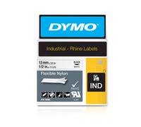 DYMO Rhino Industrial Flexible Nylon Labels | 12 mm x 3.5 m | Black Print on White | Self-Adhesive | for Rhino & LabelManager Label Makers