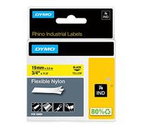 DYMO Rhino Industrial Flexible Nylon Labels | 19 mm x 3.5 m | Black Print on Yellow | Self-Adhesive | for Rhino & LabelManager Label Makers