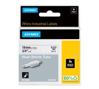 DYMO Rhino Industrial Heat-Shrink Cable Label Tubes | 19 mm x 1.5 m | Black Print on White | Self-Adhesive | for Rhino Label Makers
