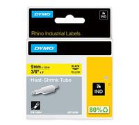 DYMO Rhino Industrial Heat-Shrink Cable Label Tubes | 9 mm x 1.5 m | Black on Yellow | for DYMO Rhino Label Makers