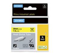 Dymo Rhino Industrial Labels Heat Shrink Tube 24 mm x 1.5 m - Black on Yellow