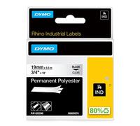 DYMO Rhino Industrial Permanent Polyester Labels | 19 mm x 5.5 m | Black Print on Clear | Self-Adhesive | for LabelManager & Rhino Label Makers