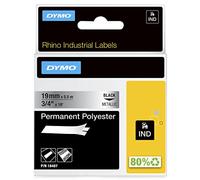 DYMO Label Tape Cartridge 18487 – 19mm Permanent Polyester Black on Metallic