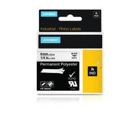 Newell (6mm) Permanent Polyester Tape (Black on White) for Dymo Rhino