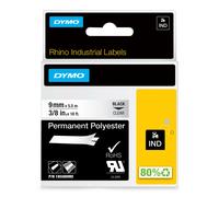 DYMO Rhino Industrial Permanent Polyester Labels | 9 mm x 5.5 m | Black Print on Clear | Self-Adhesive | for LabelManager & Rhino Label Makers