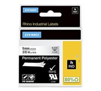 DYMO Rhino Industrial Permanent Polyester Labels | 9 mm x 5.5 m | Black Print on Clear | Self-Adhesive | for LabelManager & Rhino Label Makers