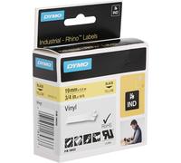 DYMO Rhino Industrial Vinyl Labels, 19 mm x 5.5 m, Black Print on Yellow, Self-Adhesive, 18433