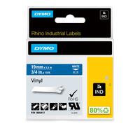DYMO Rhino Industrial Vinyl Labels 19 mm x 5.5 m White Print on Blue Self-