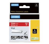 DYMO Rhino Industrial Vinyl Labels 19 mm x 5.5 m White Print on Red Self-A