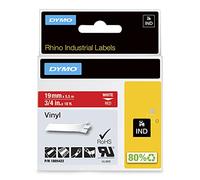 DYMO Rhino Industrial Vinyl Labels | 19 mm x 5.5 m | White Print on Red | Self-Adhesive | for Rhino & LabelManager Label Makers