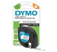 Dymo S0721660 LetraTag Plastic Tape, Self-Adhesive, 12 mm x 4 m Roll, Black Print on White